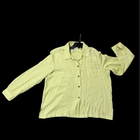 Coldwater Creek Linen Blend Button Front Lightweight Textured Blouse Sz 2X EUC - Picture 2 of 11